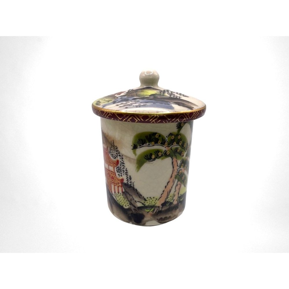 Vintage Porcelain Japan Covered Tea CanisterJar, Japanese teacup with lid